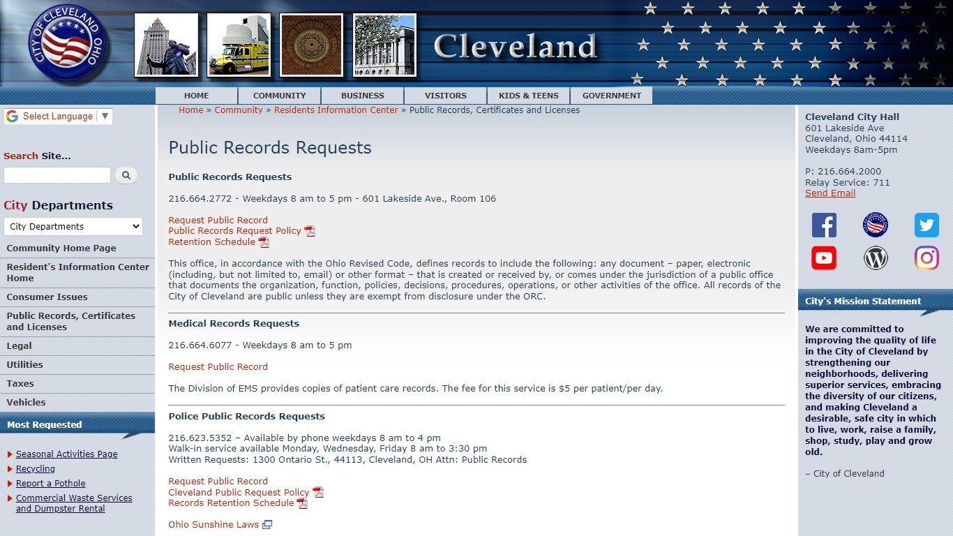 Public Records Requests | City of Cleveland